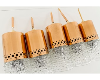 Mid century pendant lamp shades x5 pcs, Copper Glass ceiling lamp shades