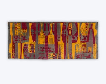 Mid century modern wall hanging, 60s vintage tapestry with abstract pattern, Mid century wall art - Large abstract art