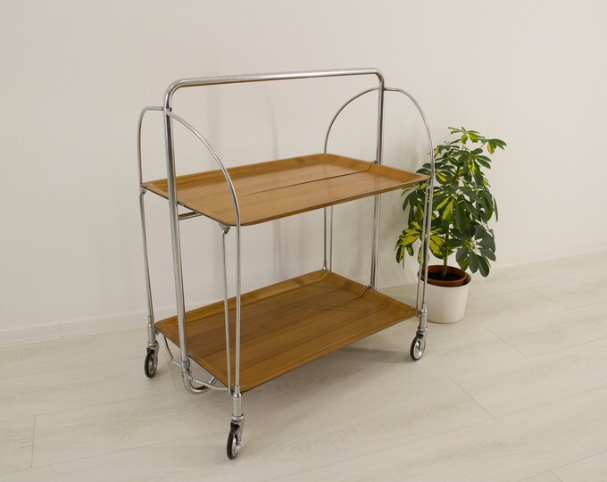 Mid Century Folding Bar Cart, 60s Serving Trolley on Wheels, Foldable Serving Cart Etsy