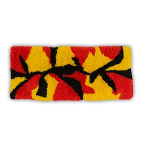 Tapete rya de meados do século, Pequeno tapete abstrato, Tapeçaria rya feita à mão anos 1960 e 70