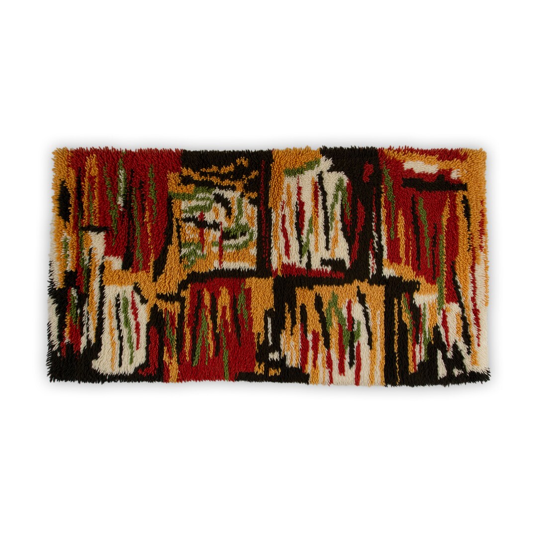 Mid Century Rya Rug Large Piles, 60s Rya Rug or Tapestry Abstract
