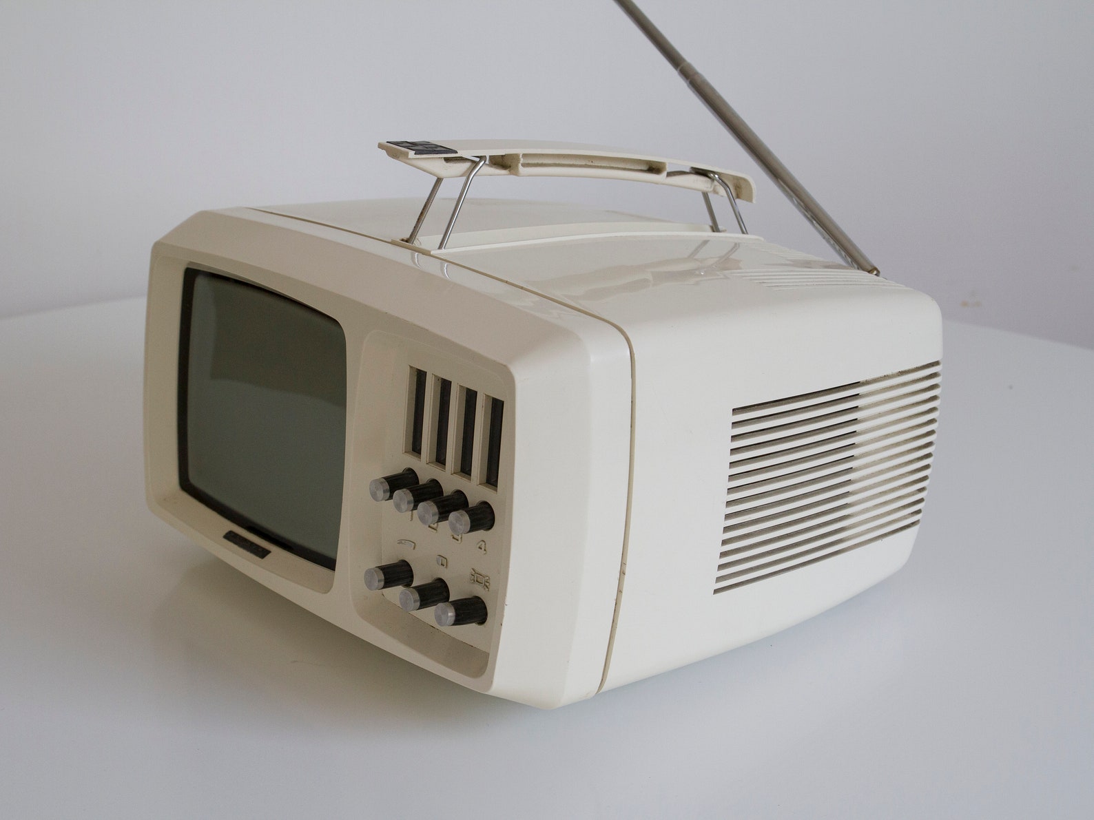 Small portable television 80s mini tv Space Age vintage Etsy