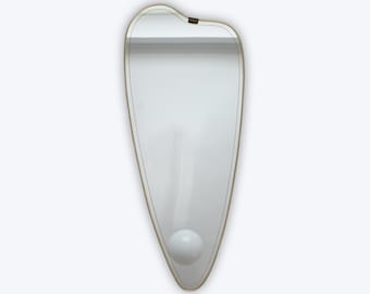 Vintage Space Age Brass Wall Mirror: Asymmetric Mid-Century Modern Design, 1960s