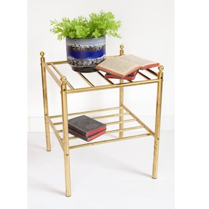 Vintage brass side table or plant stand, Vintage brass square end table