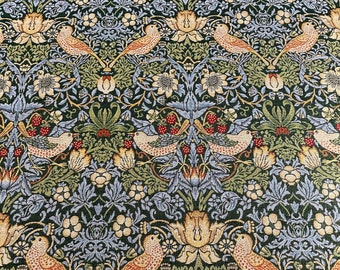 William Morris Strawberry Thief Tapestry style/Gobelin fabric - Green - by the metre