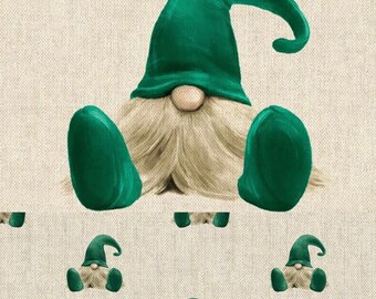 Christmas Gonk/Elf Fabric Green - Linen Look