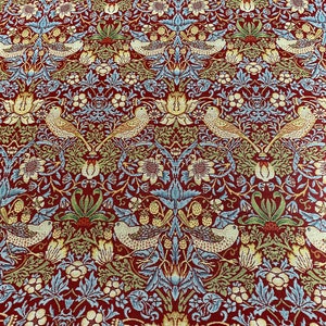William Morris Strawberry Thief Tapestry style/Gobelin fabric - Wine - By the metre