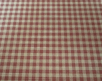 Pink Gingham cotton rich panama fabric - by the metre