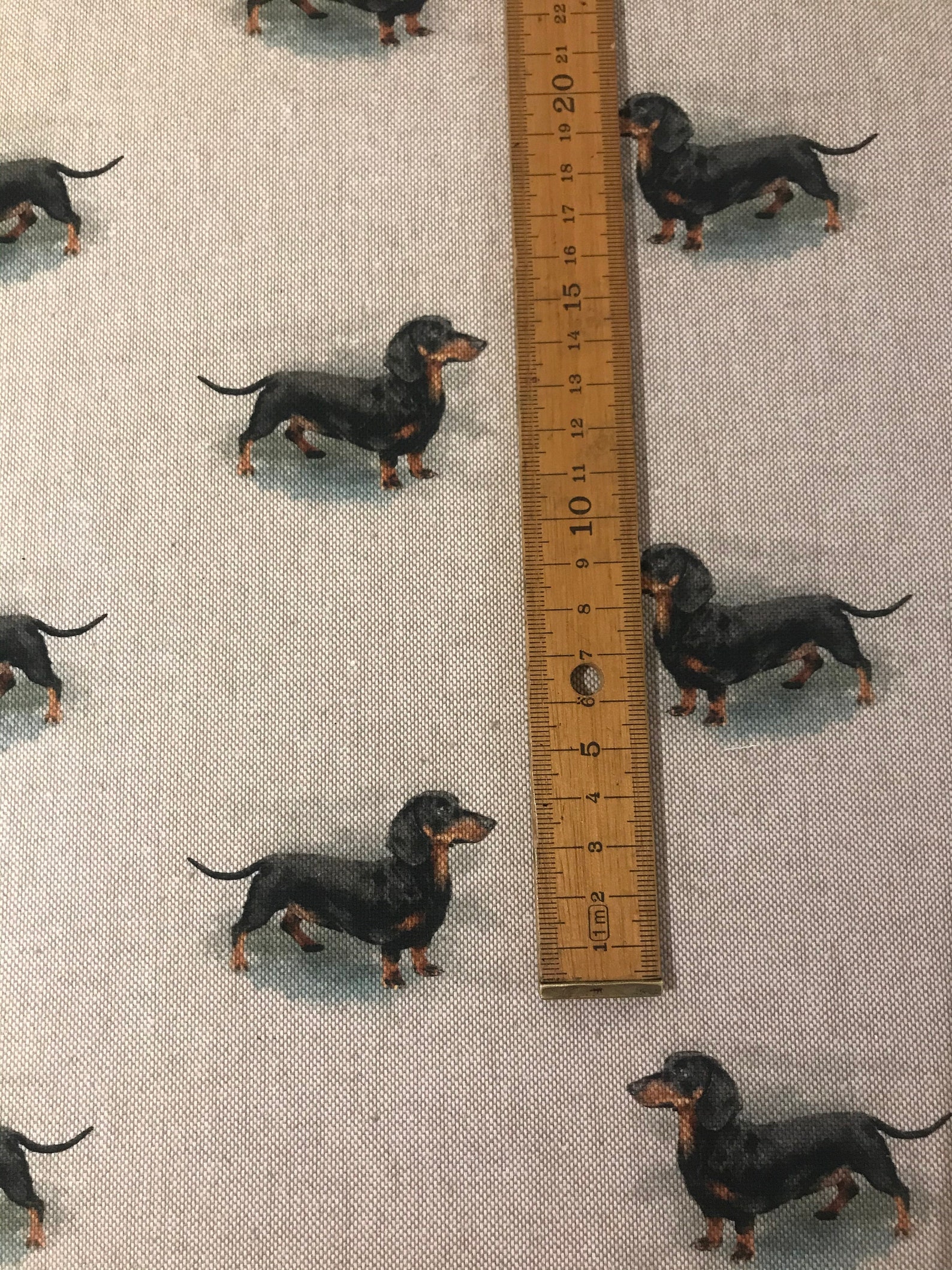 Sausage Dog Fabric Digital Design Linen Look Fabric Etsy