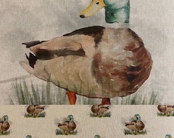 Mallard Duck Linen Look Fabric - Digital Design with matching cushion panel