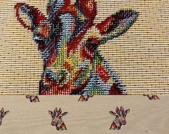 Tessuto stile arazzo intrecciato a forma di giraffa con pannello per cuscino abbinato