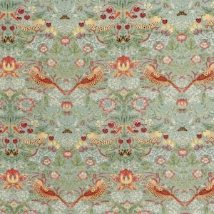 William Morris Strawberry Thief Fabric - Duck Egg - 100% Cotton