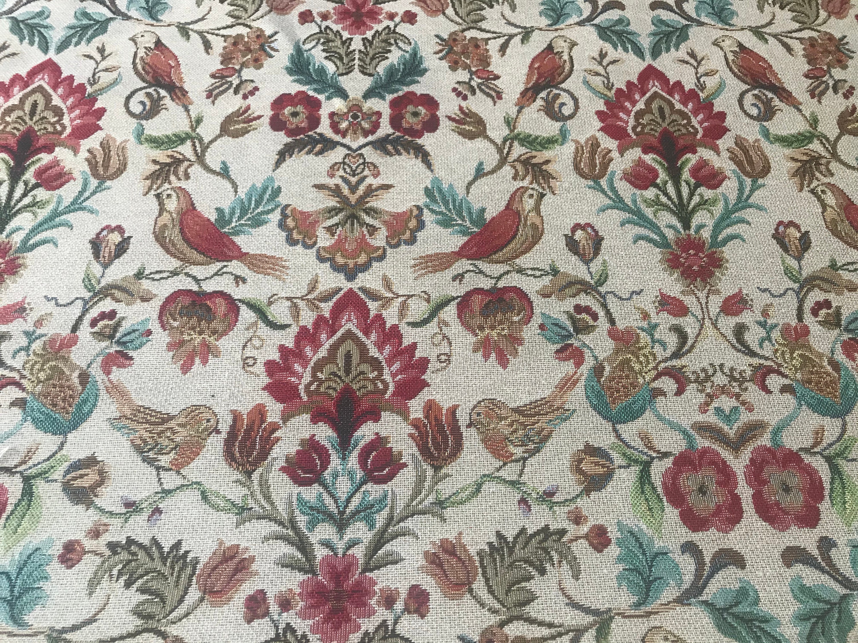 Navy Strawberry Thief: Velvet William Morris Upholstery Fabric by the yard  / Historic Velvet Home Fabric / High End Upholstery Velvet