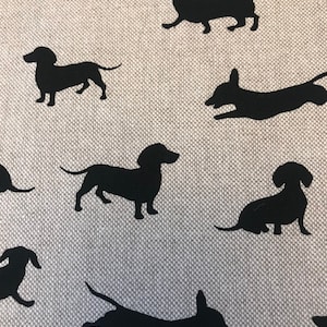 Sausage Dog Linen Look Fabric image 2