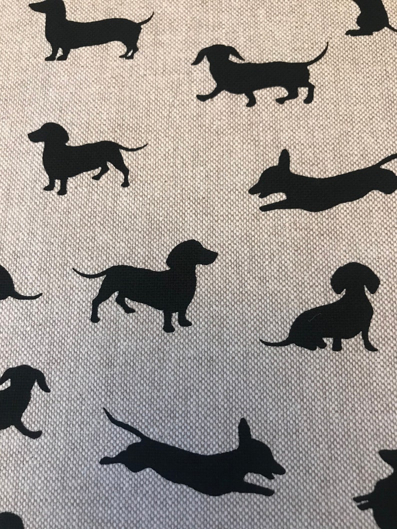 Sausage Dog Linen Look Fabric image 2