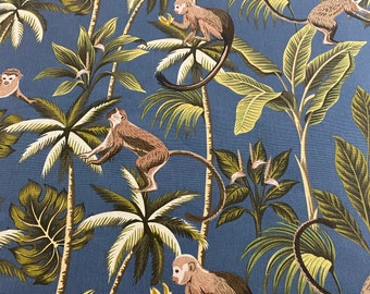 Fryetts Monkey Fabric - Teal 100% Cotton