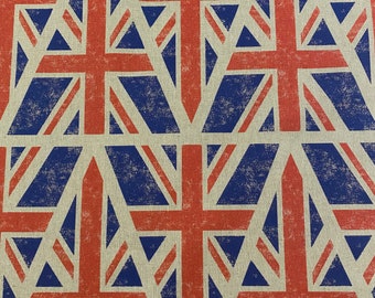 Union Jack Bunting Panel - Linen look fabric