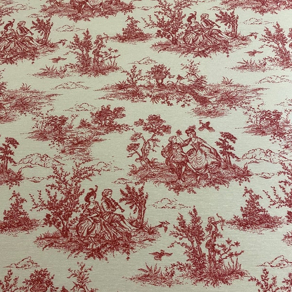 Tissu Toile de Jouy - Coloris Rouge