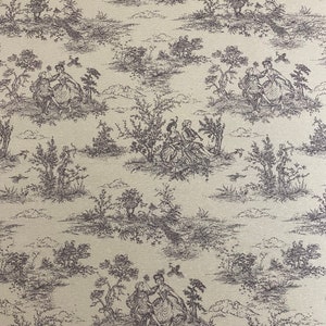 Toile De Jouy Fabric - Grey Colourway