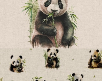Panda Baby with Bamboo Fabric with matching panels - Linen look