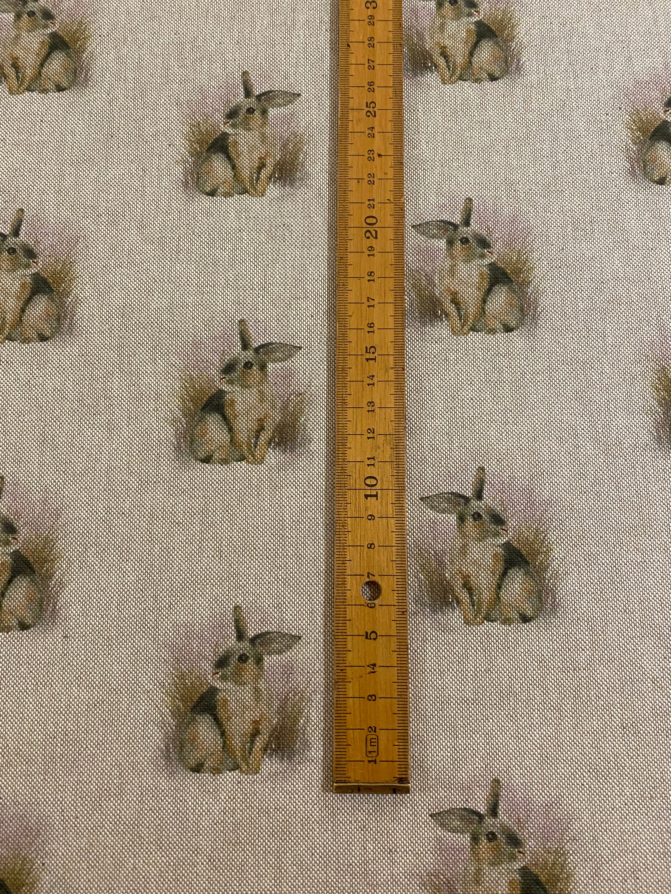 Bunny Rabbit Linen Look Fabric - Digital Design With Matching Cushion ...