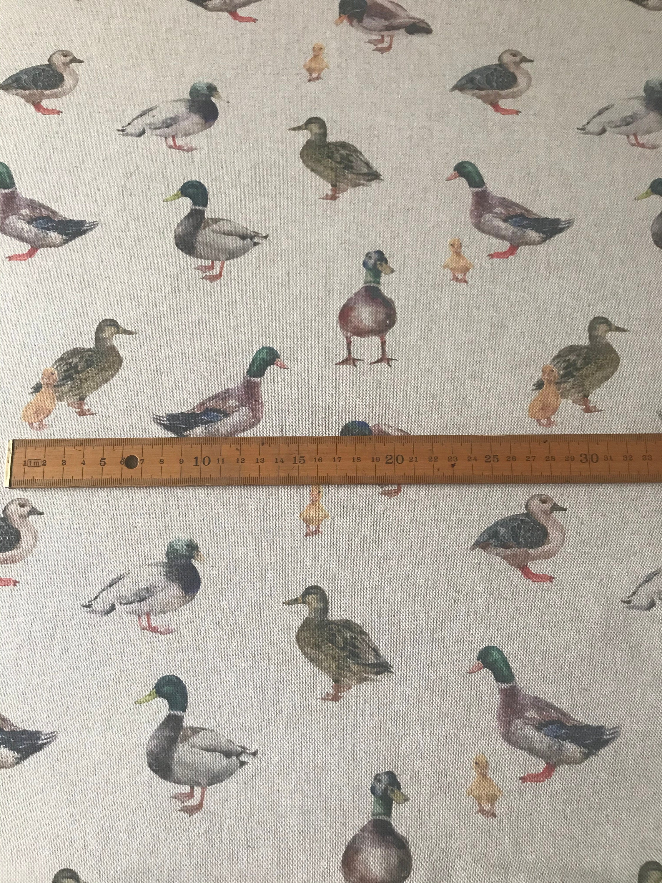 Mallard and Duckling Linen Look Fabric Etsy