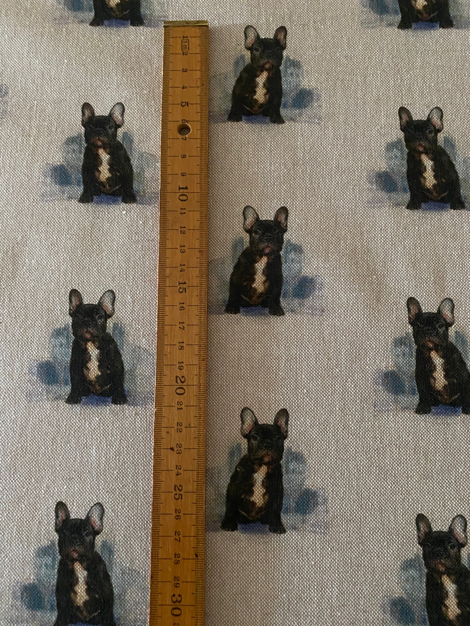 French Bulldog Fabric Linen Look Digital Design With - Etsy