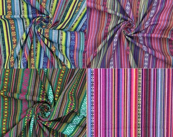 Mexicana Striped Woven Tapestry Fabric - 4 different colours