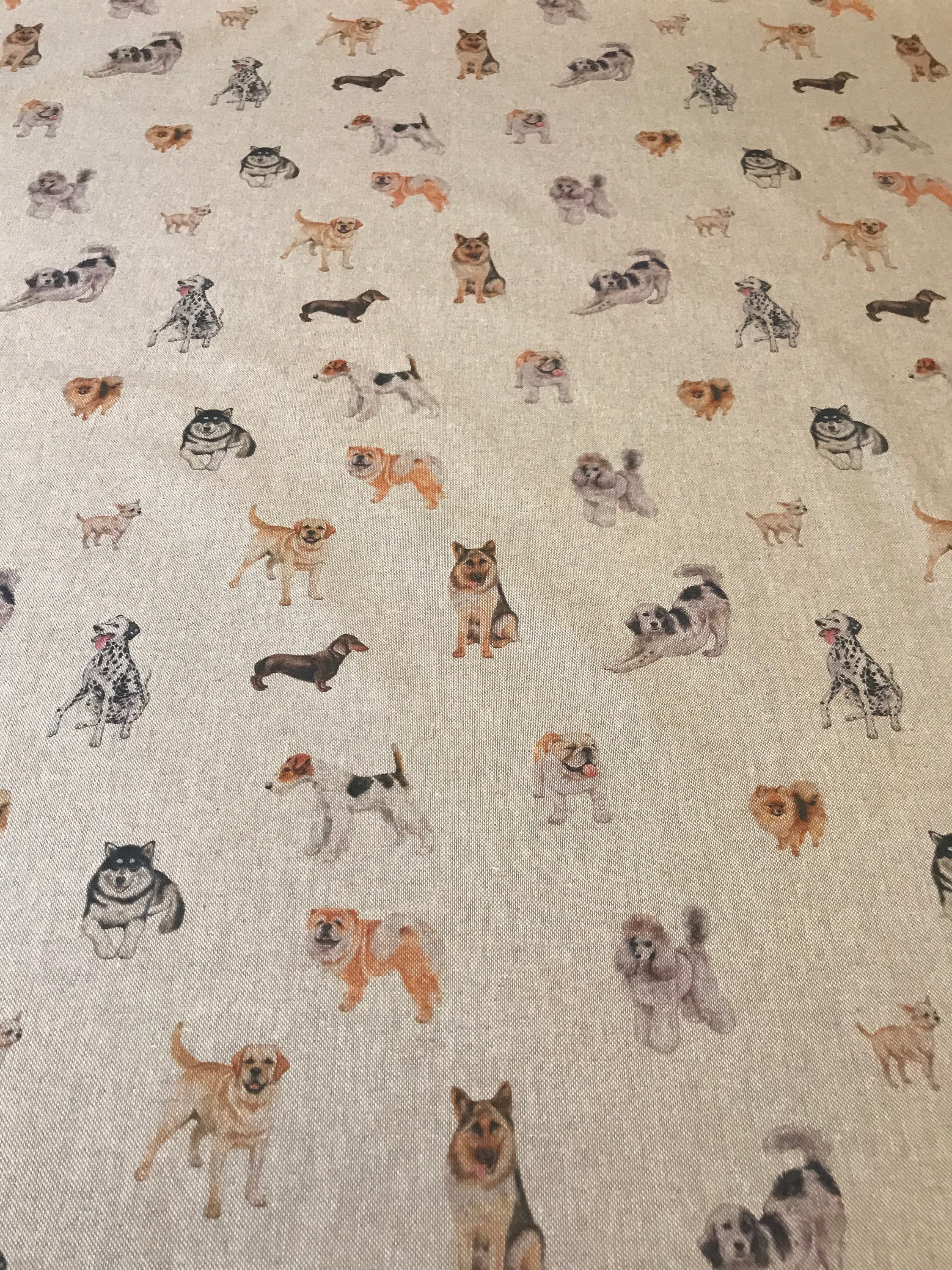 Dog Breeds Linen Look Fabric Digital Print Etsy Canada