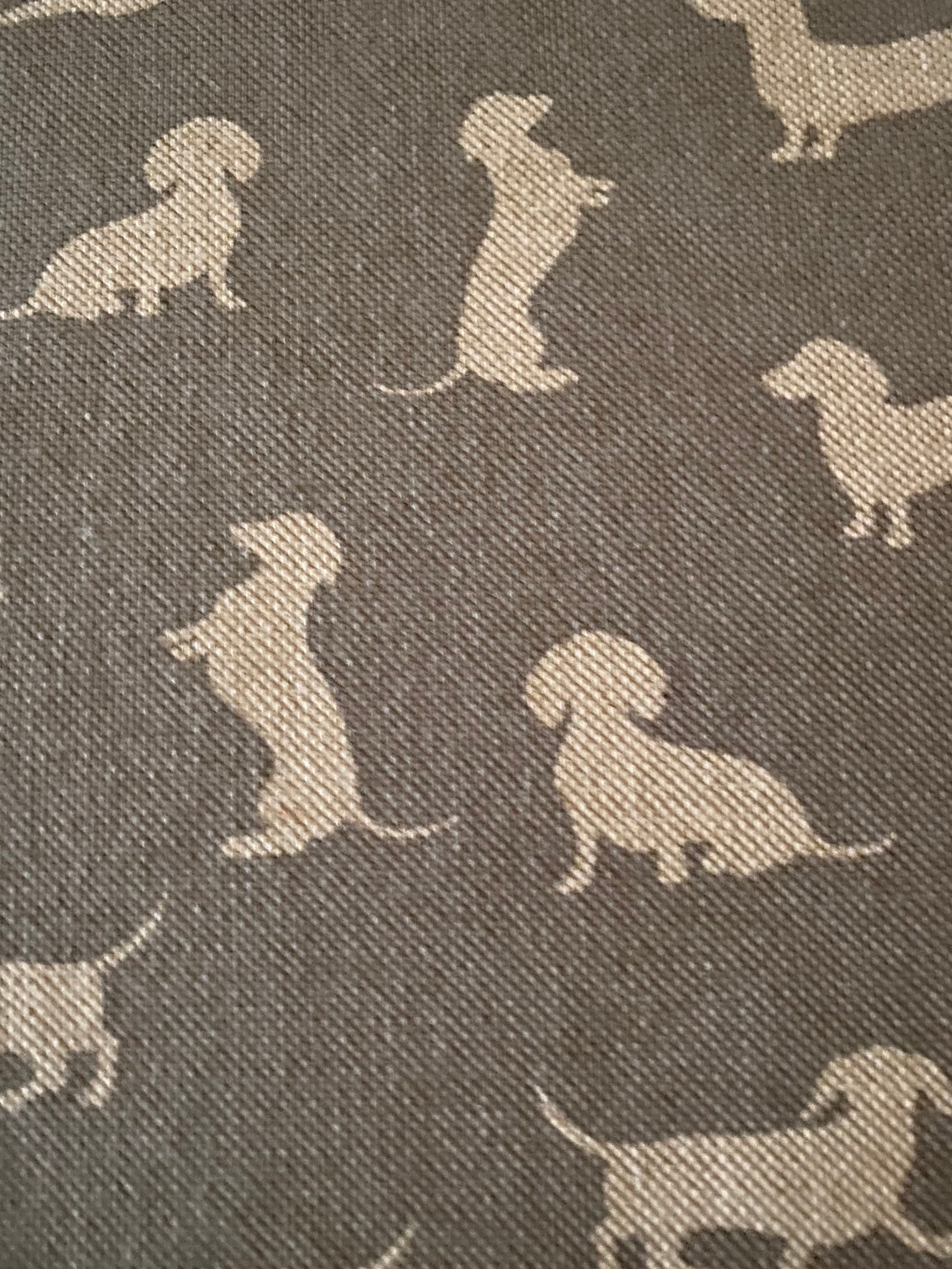 Sausage Dog Fabric Dove Grey Linen Look Etsy UK