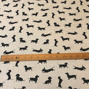 Sausage Dog Linen Look Fabric image 3