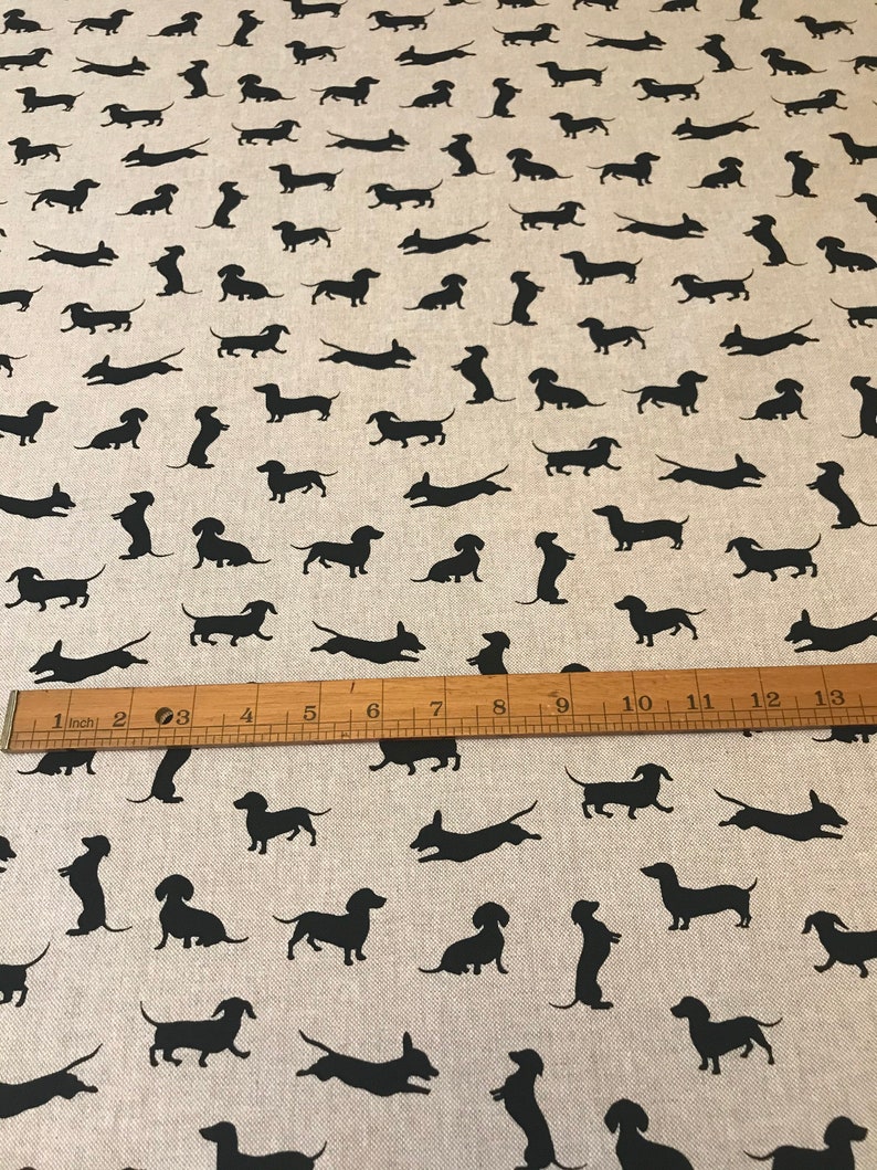 Sausage Dog Linen Look Fabric image 3