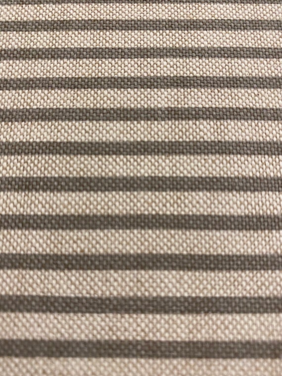 Grey Stripe Fabric Linen Look Etsy