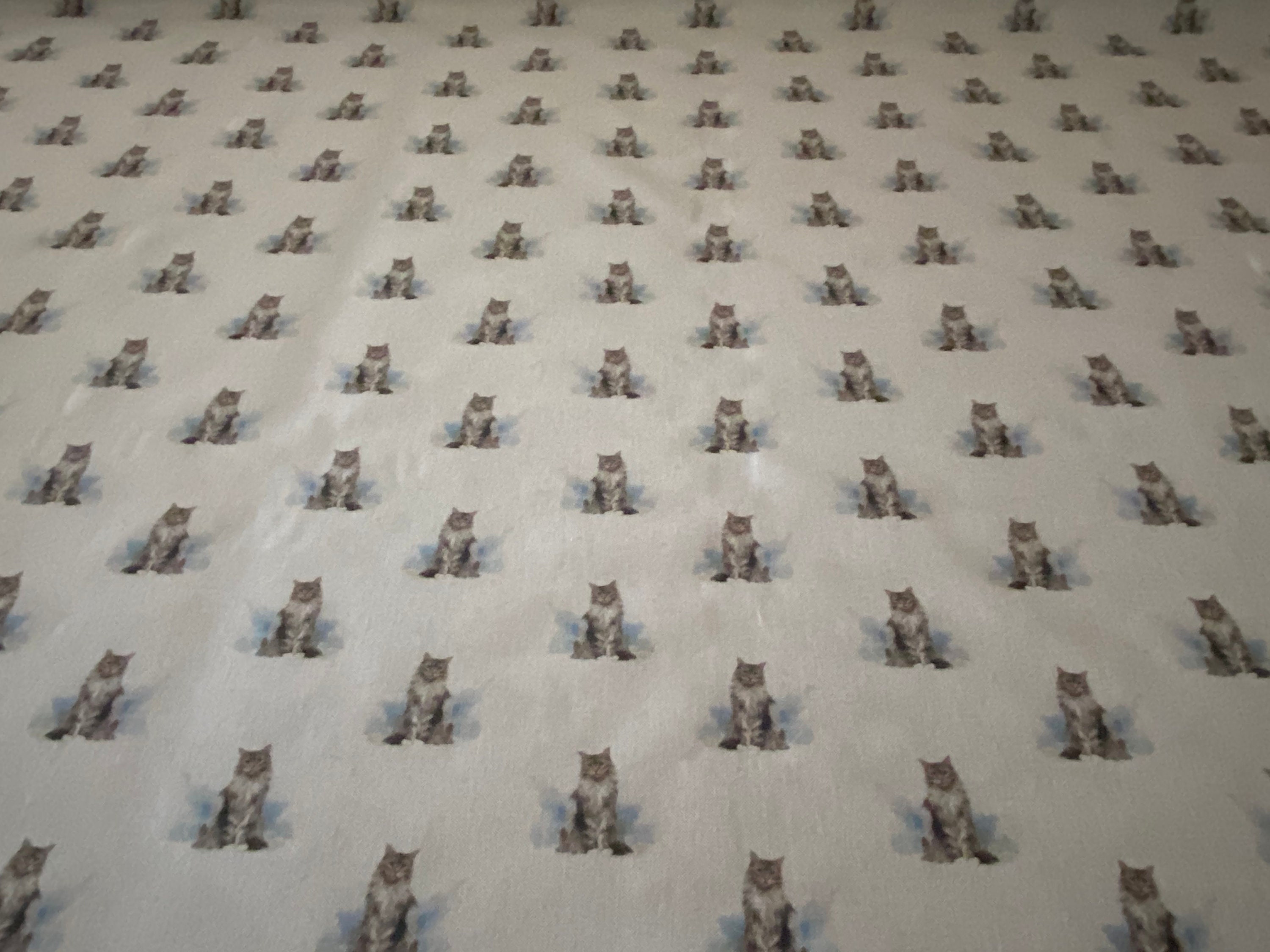 Cat Fabric Linen Look Digital Design With Matching Cushion Etsy