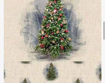 Christmas Tree Fabric - Linen Look