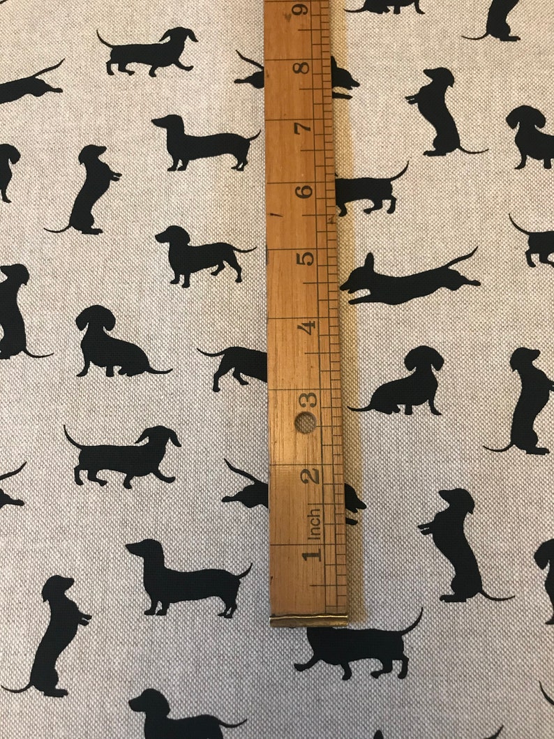 Sausage Dog Linen Look Fabric image 4