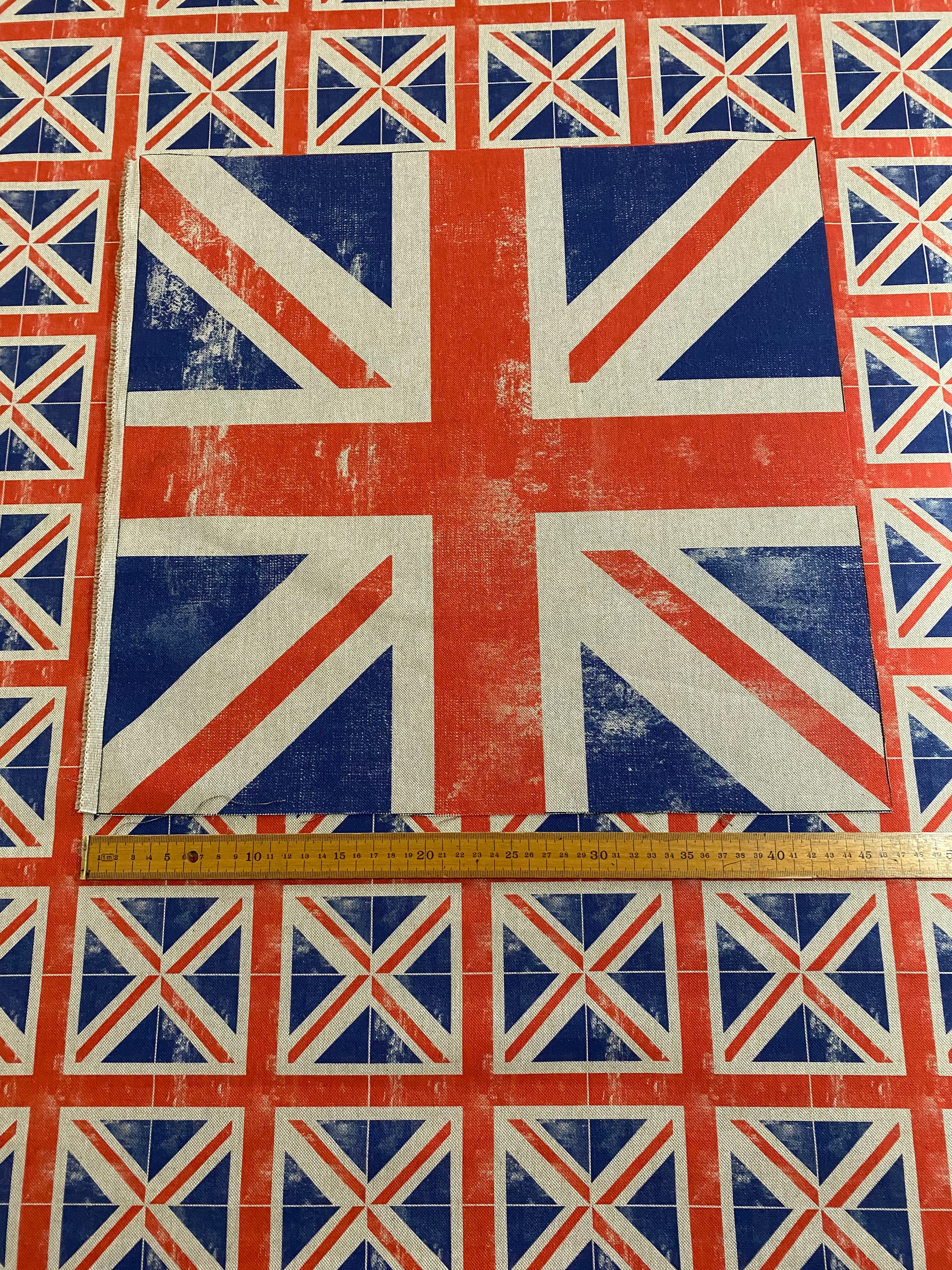 Tessuto Arredo In Cotone Motivo Bandiera Inglese E Usa - Foto 12