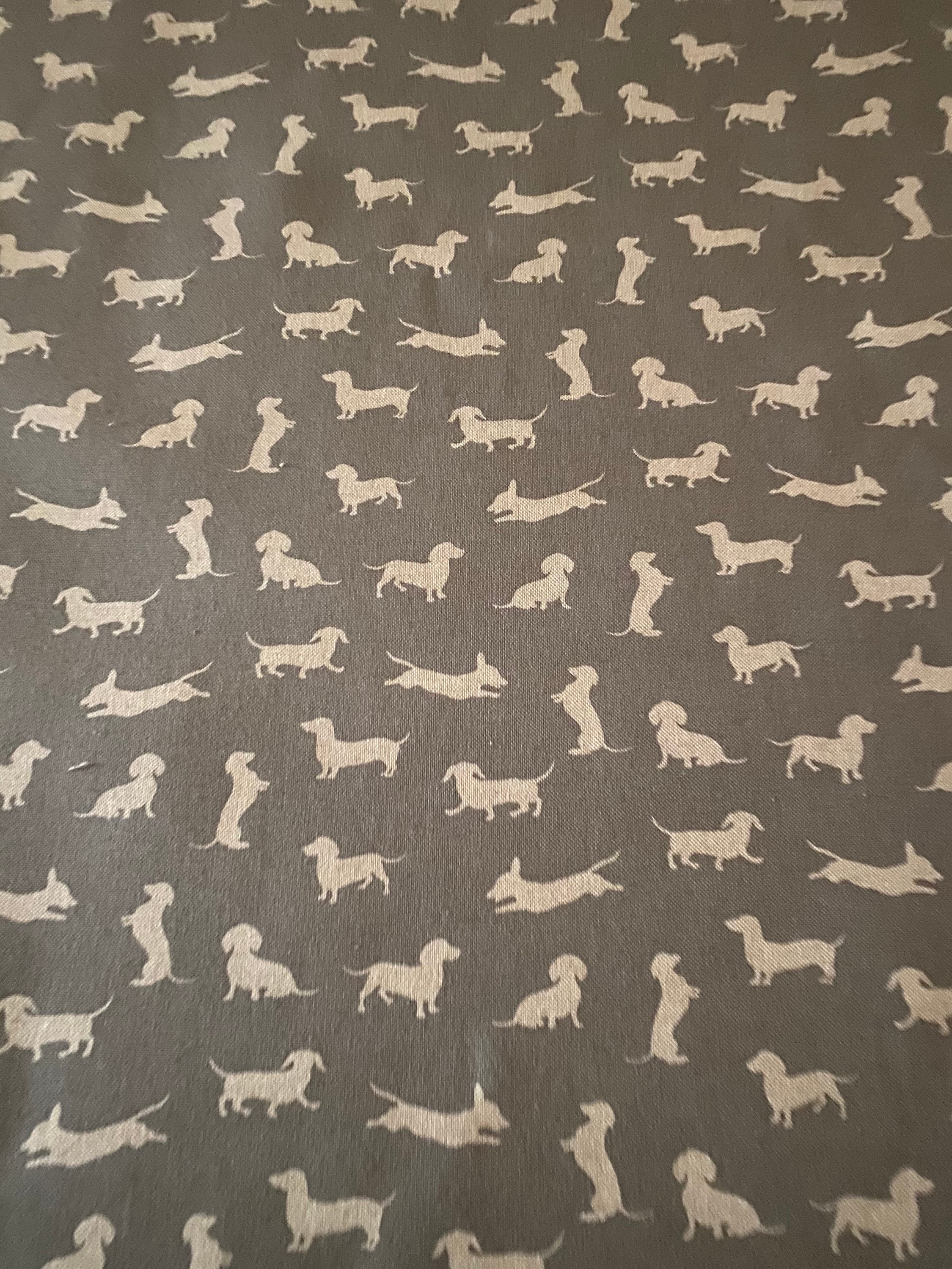 Sausage Dog Fabric Dove Grey Linen Look Etsy UK