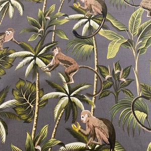 Fryetts Monkey Stoff - Grau 100% Baumwolle