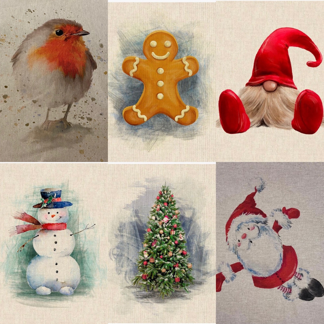 Christmas Cushion Panels Linen Look Etsy