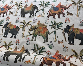 Mahot - Elephant Linen Look fabric - by the metre