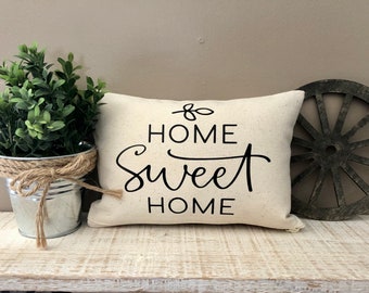 Small/ mini “home sweet home” accent/ shelf pillow. Decorative accent pillow. Small accent pillow. Farmhouse decor. Spring decor