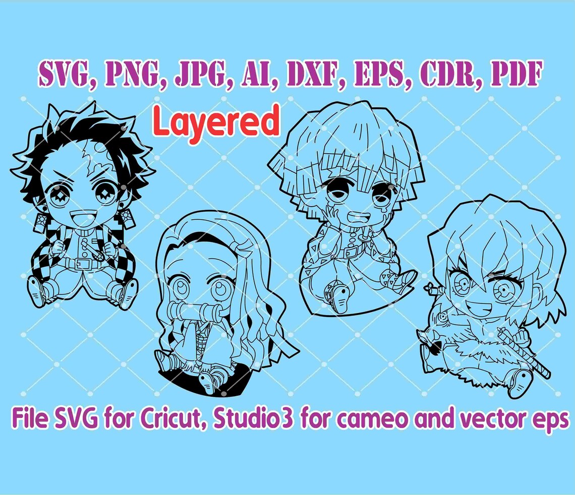Anime Character Pack / Svg Cricut File / Cameo Studio 3 File / Digital ...