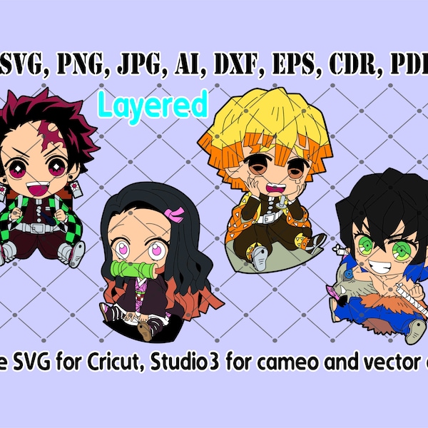 Anime Character Pack / Svg Cricut File / cameo studio 3 file / Digital Instant download / Svg / Jpg / Png / Cdr / Ai / Eps / Pdf / Dxf