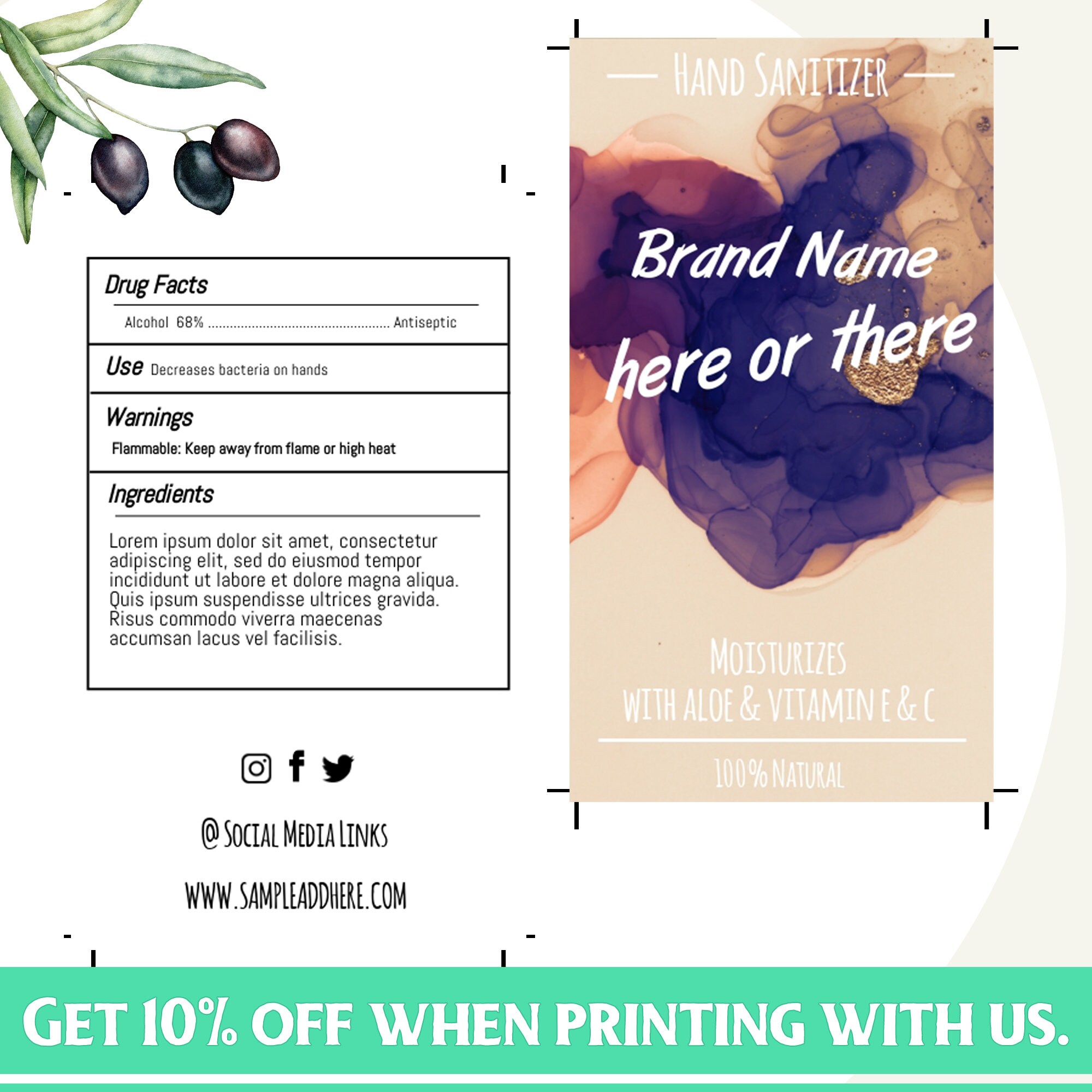 editable hand sanitizer label diy label template diy product etsy
