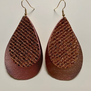 Metallic Glitter Faux Leather Earrings