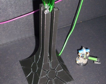 Large Necrontyr Power Spire w/ Acrylic NECROCK Stone! S W Legion, D&D, Alien Terrain Piece - HIGH RESOLUTION! 3D Printed - U Choose Color