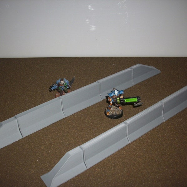 Plain Jersey Barrier Set! - Full (10) pc set!! Terrain Scenery Piece - High Resolution -  28mm WarHammer 40k - (3) COLORS