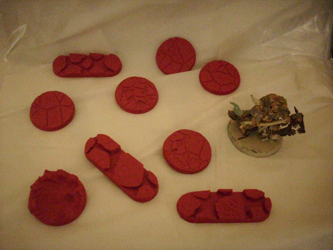 28MM Tabletop Wargaming Miniature Bases -[9] Pc - FIRE / LAVA Theme ...