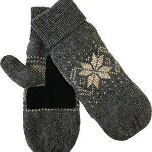 Mens Ragg Wool Mitten With Suede Gripper Palm & Fleece Lined Insulation